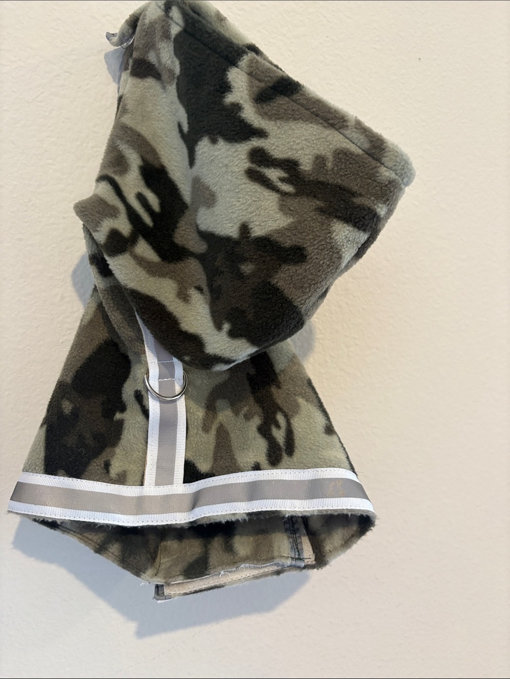 Camouflage Fleece Velcro Hoodie with Reflective Trim  Green Camo Dog Clothing